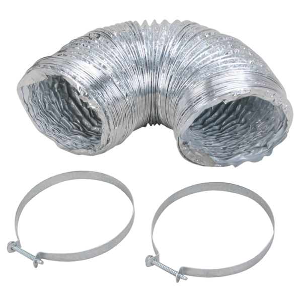 Flexible 4" by 5' Foil Duct with clamps  - ER110660